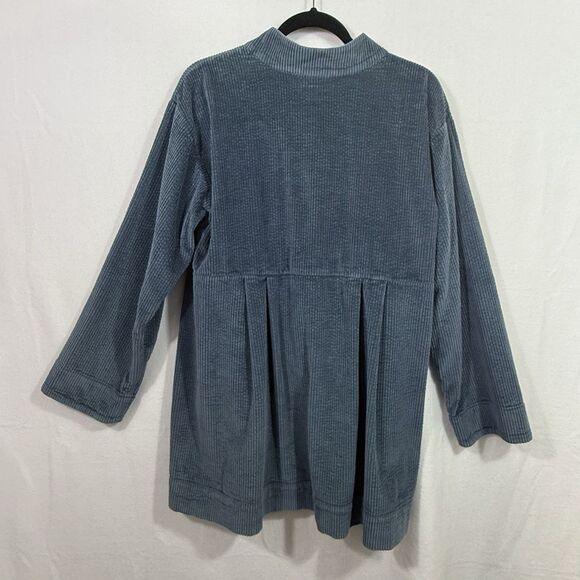 J.Jill Blue Corduroy Boyfriend Chore Jacket Shacket Coatigan Size L Pockets - Picture 2 of 12